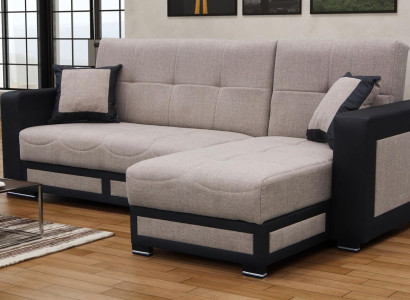 Ecksofa mit Hocker Schlafsofa Garnitur Wohnlandschaft L-Form Designer Sofa Couch
